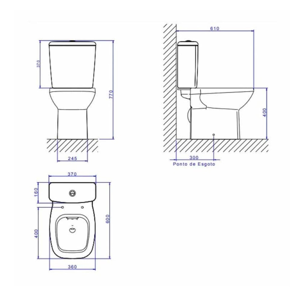 Vaso Sanitário Kit Bacia com Caixa Acoplada Deca Flex Branca - KP.380.17