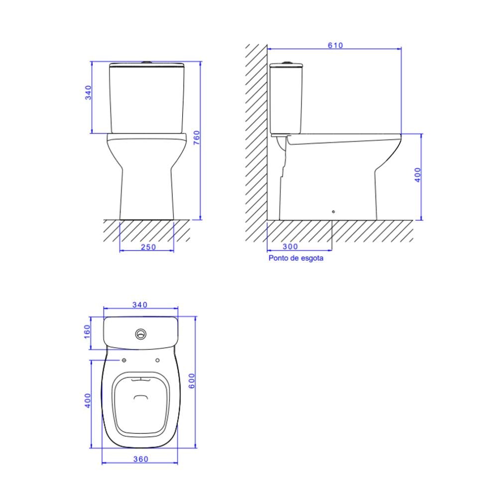 Vaso Sanitário Kit Bacia com Caixa Acoplada Deca Flex Branco - KP.381.17