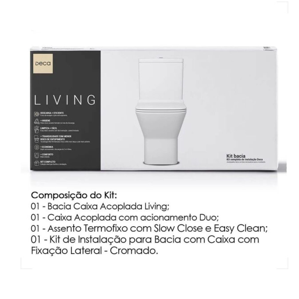 Vaso Sanitário Kit Bacia com Caixa Acoplada Deca Living Branca - KP.340.17