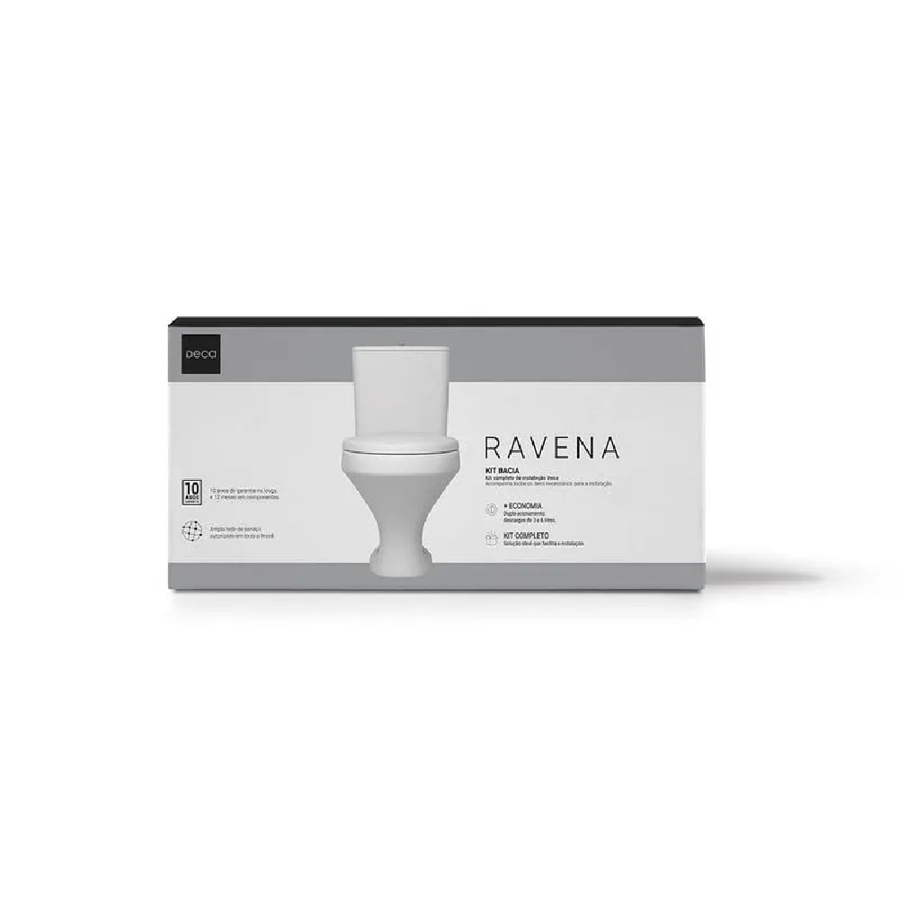 Vaso Sanitário Kit Bacia com Caixa Acoplada Deca Ravena Monocromático Branco - KP.919.BR.17