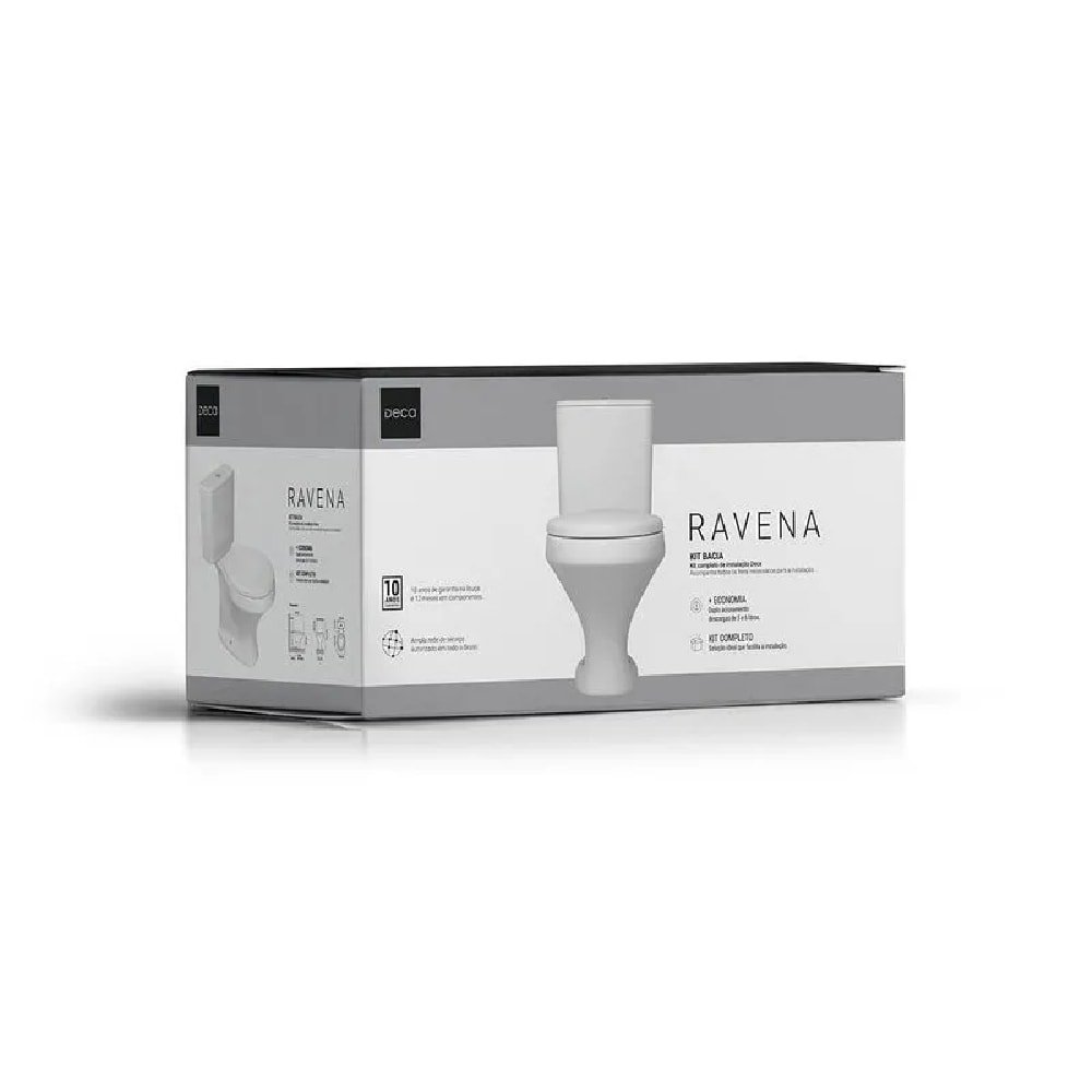 Vaso Sanitário Kit Bacia com Caixa Acoplada Deca Ravena Monocromático Branco - KP.919.BR.17