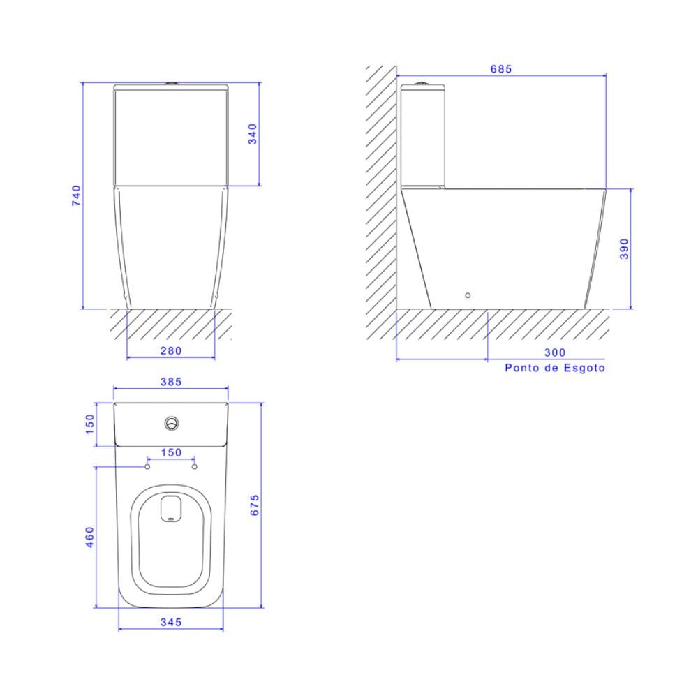 Vaso Sanitário Kit Bacia com Caixa Acoplada Deca Slim Branco - KP.8620.17