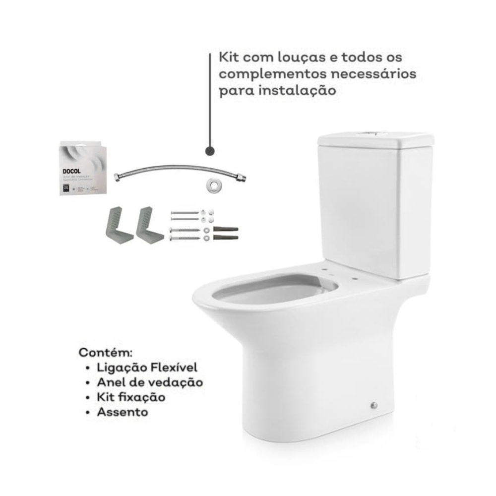 Vaso Sanitário Kit Bacia com Caixa Acoplada Docol Lift Branca - 00968766