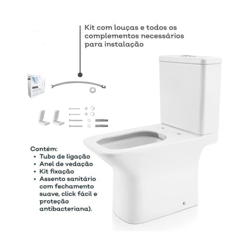 Vaso Sanitário Kit Bacia com Caixa Acoplada Docol Stillo Branca - 00969866