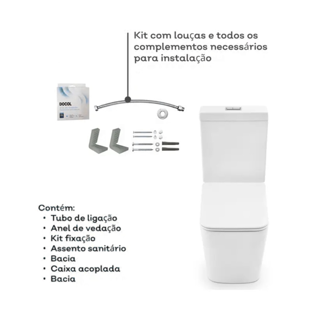 Vaso Sanitário Kit Bacia com Caixa Acoplada Docol Vougan Branca - 00969466