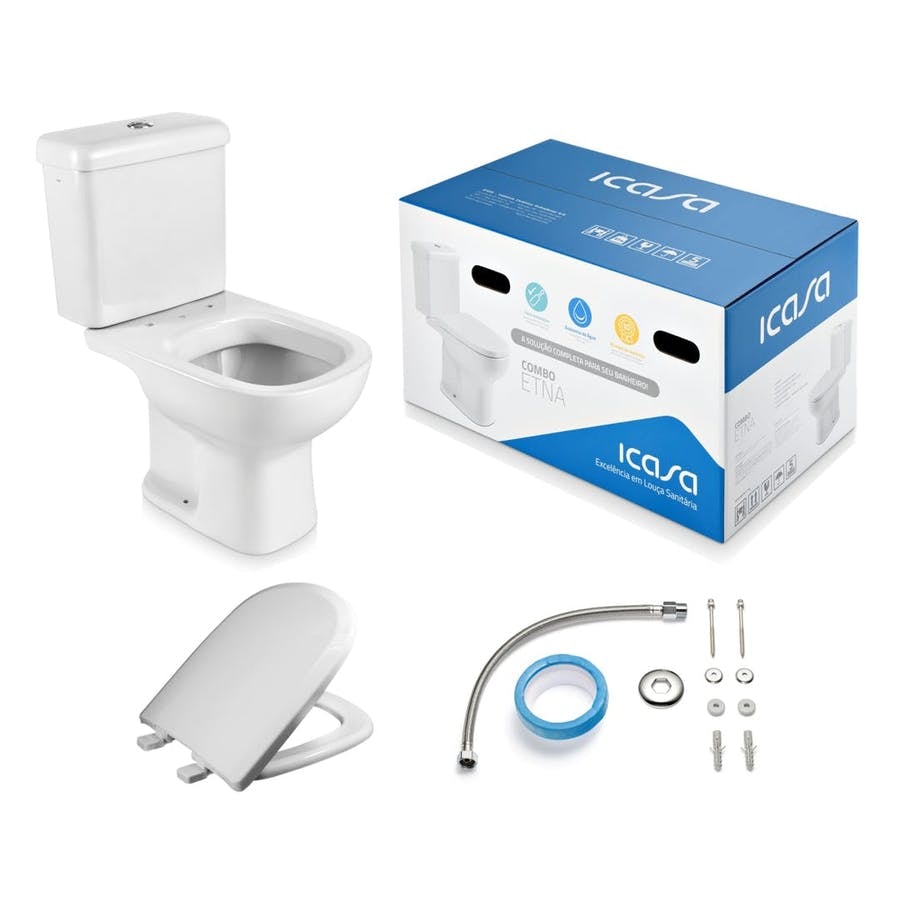 Vaso Sanitário Kit Bacia com Caixa Acoplada Icasa Etna Branca - CBETN00