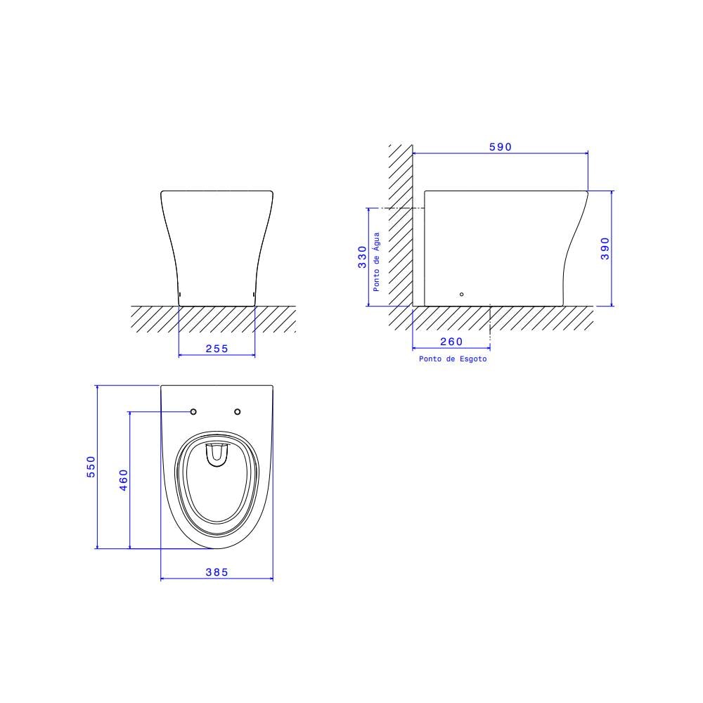 Vaso Sanitário Kit Bacia Convencional Deca Level Branco - KP.8510.17
