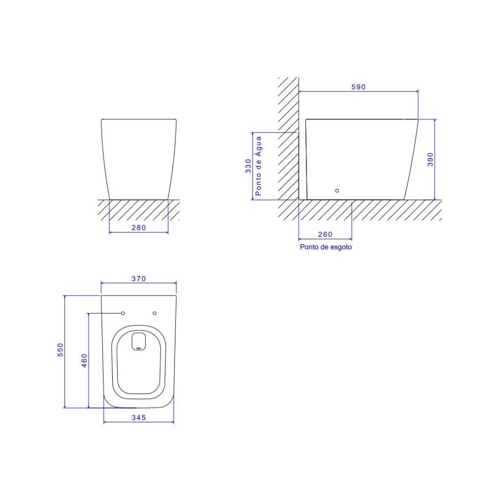 Vaso Sanitário Kit Bacia Convencional Deca Slim Branco - KP.8610.17