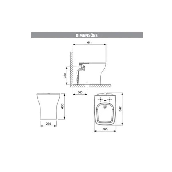 Vaso Sanitário Kit Bacia Convencional Incepa Branco - 1897270011100