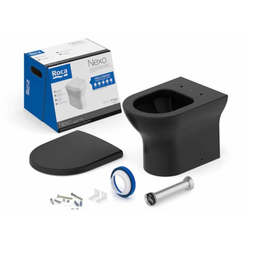 Vaso Sanitário Kit Bacia Convencional Roca Nexo Mate Black - C343727009