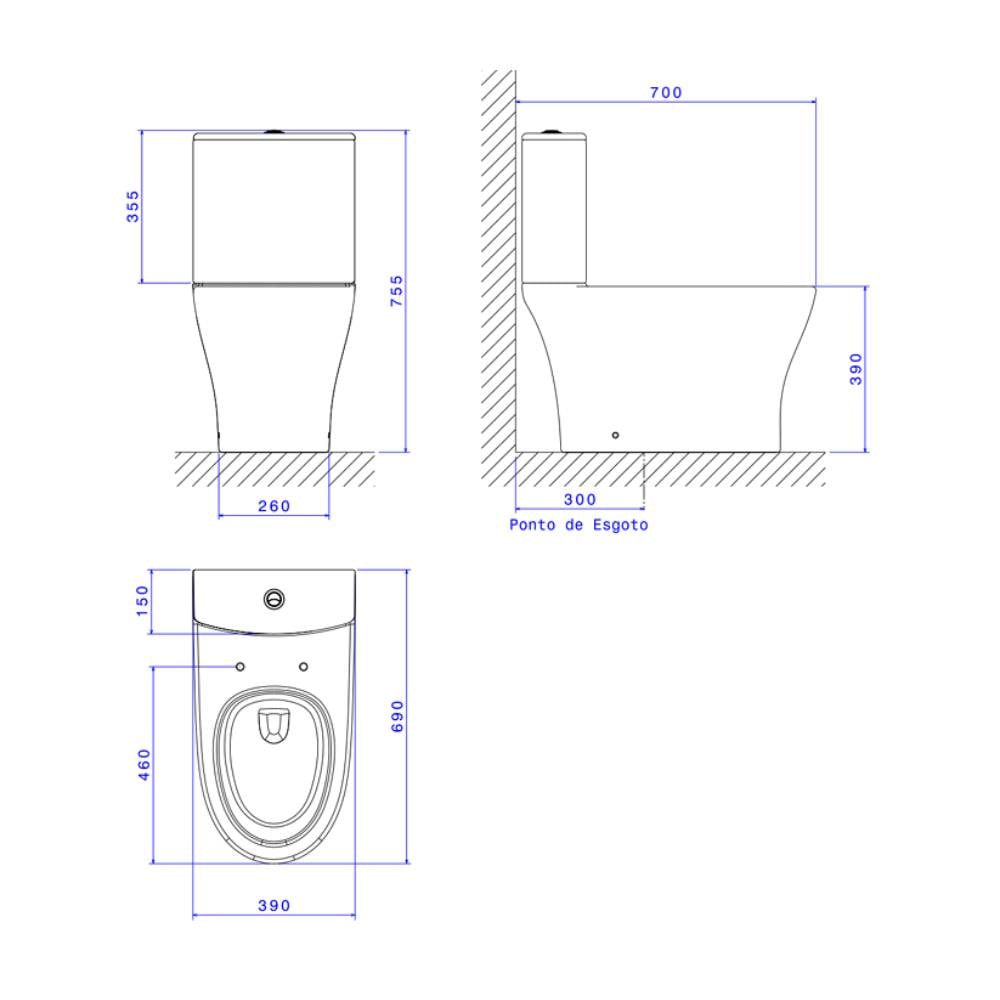 Vaso Sanitário Kit Bacia para Caixa Acoplada Deca Level - KP.8520.17