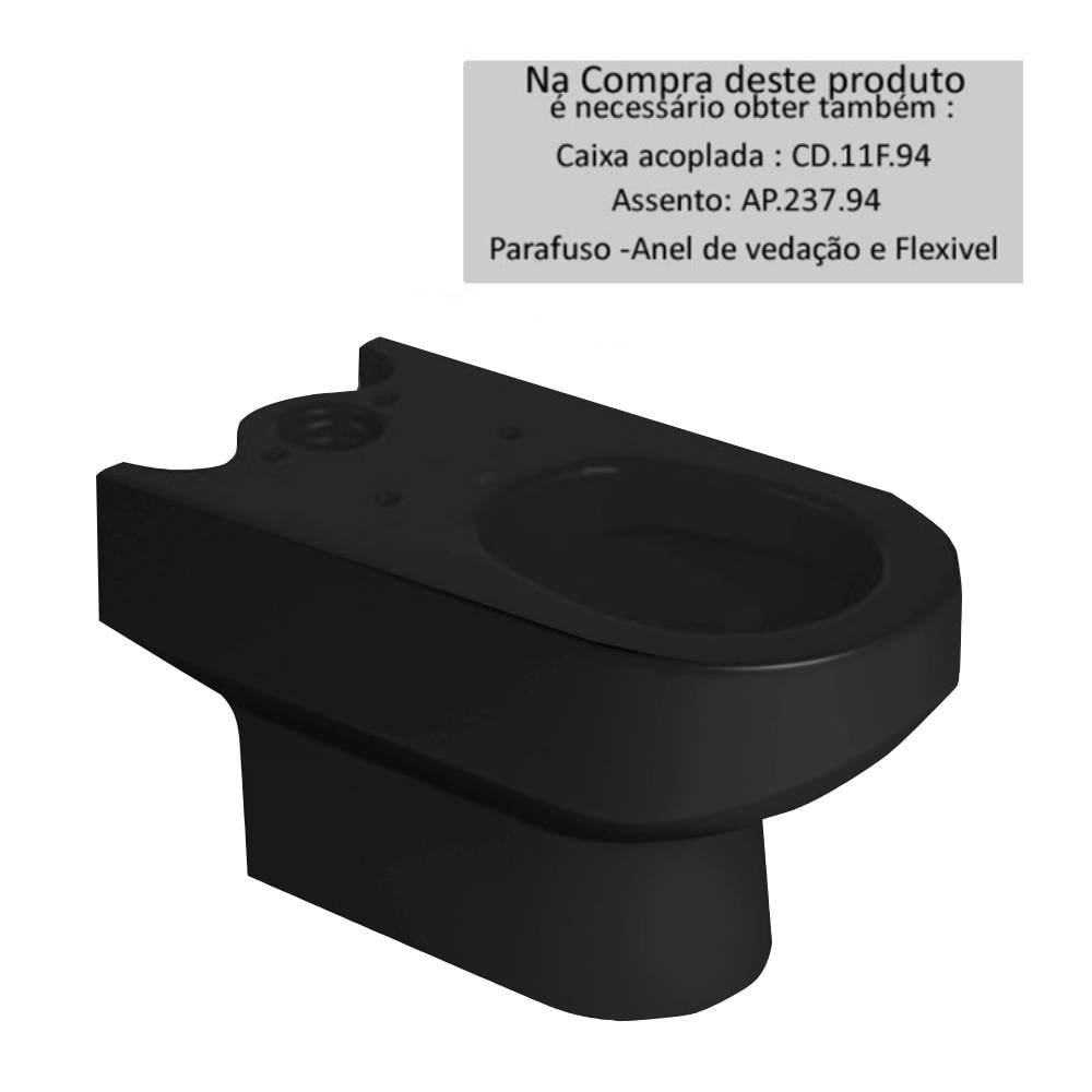 Vaso Sanitário para Caixa Acoplada Deca Carrara Ébano Fosco - P.606.94