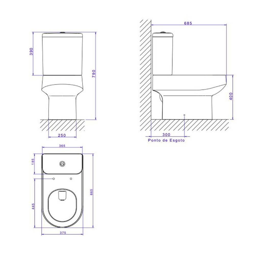 Vaso Sanitário para Caixa Acoplada Deca Carrara Ébano Fosco - P.606.94