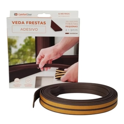 Veda Frestas Comfortdoor Adesiva 2x09mm Marrom 6 Mts