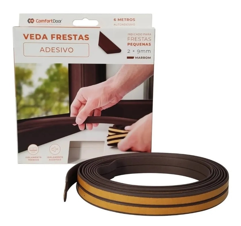 Veda Frestas Comfortdoor Adesiva 2x09mm Marrom 6 Mts