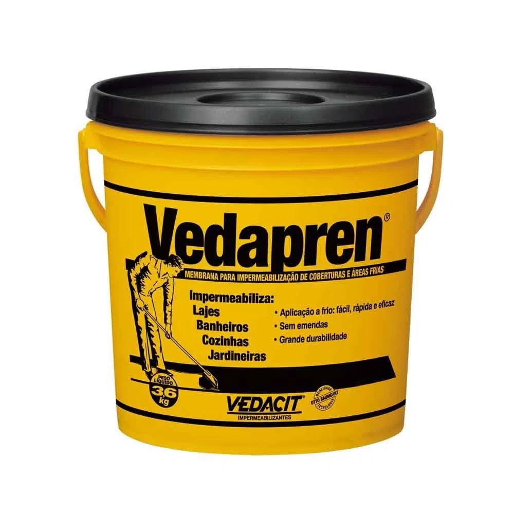 Vedacit Impermeabilizante Vedapren Preto Baumgart 3,6kg - 121855