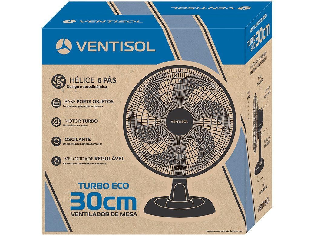 Ventilador de Mesa Ventisol Turbo Eco 30cm - 3 Velocidades