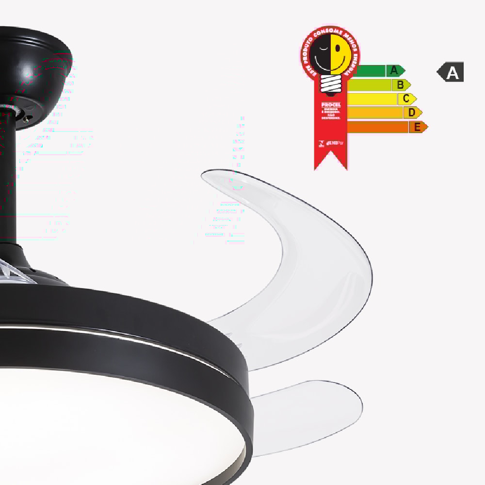 Ventilador de Teto Opus Air Basic Bivolt 30w Preto - OPS85582