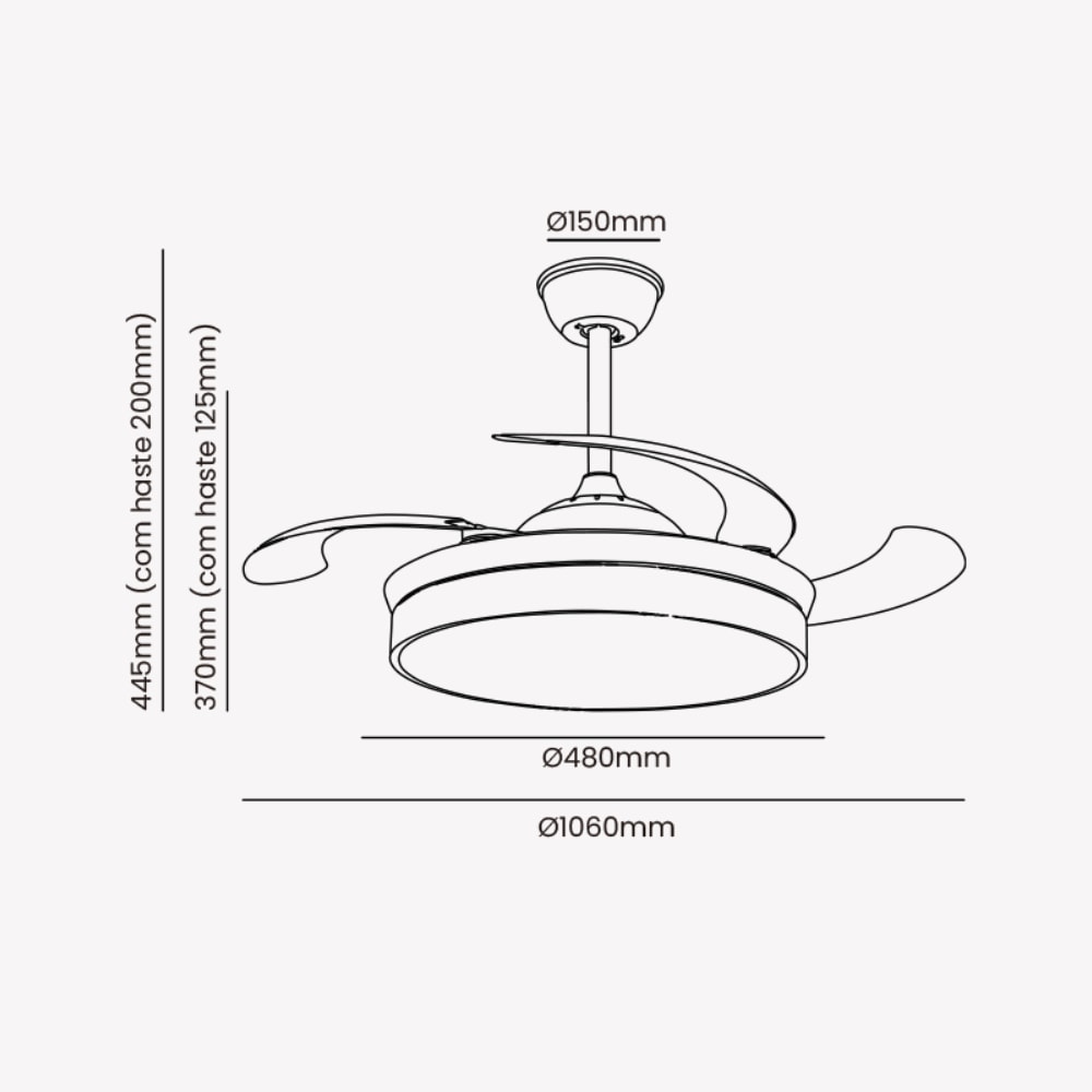 Ventilador de Teto Opus Air Basic Bivolt 30w Preto - OPS85582
