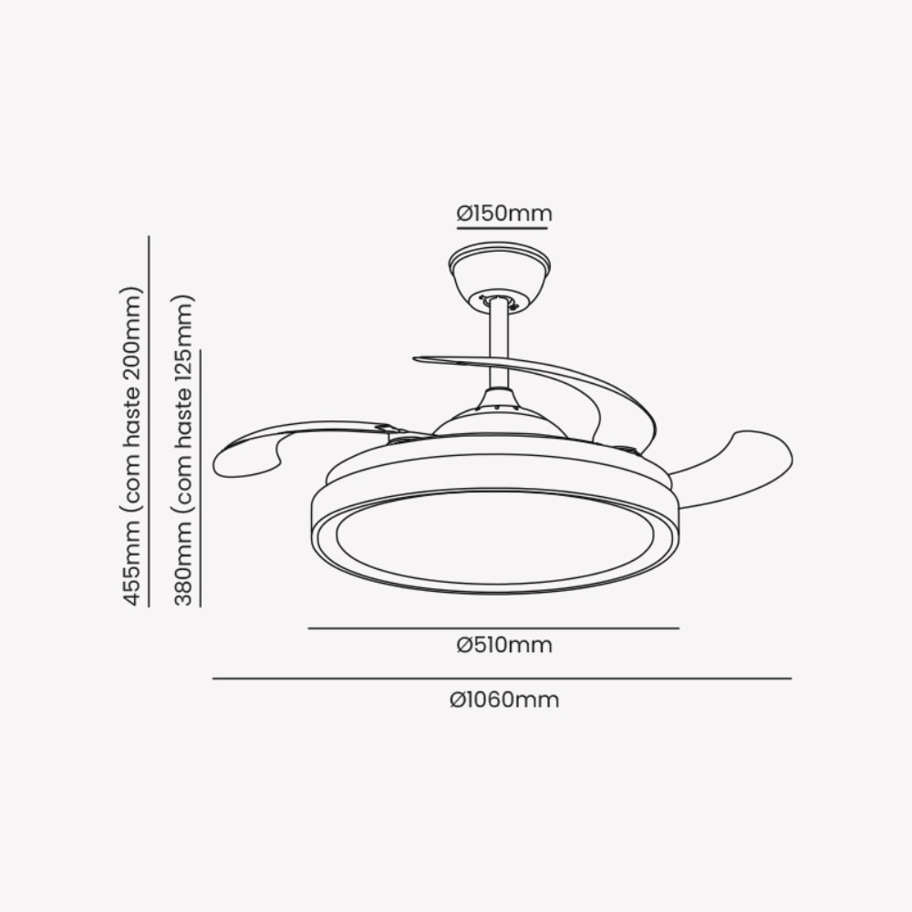 Ventilador de Teto Opus Air Plus Bivolt 30w Pá Retrátil Branco - OPS88385