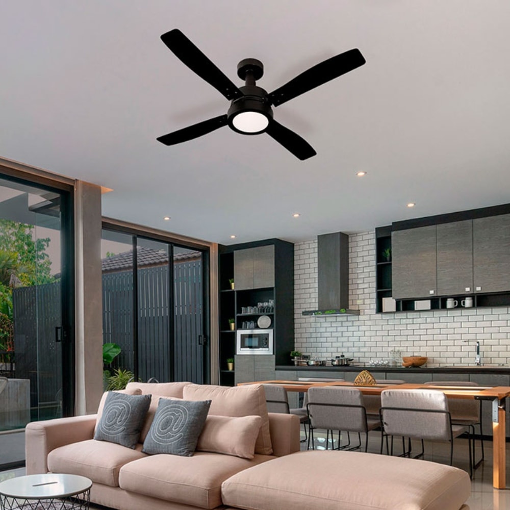 Ventilador de Teto Venti-Delta Vintage LED 4 Pás 127v Preto e Preto/Mogno - 254118