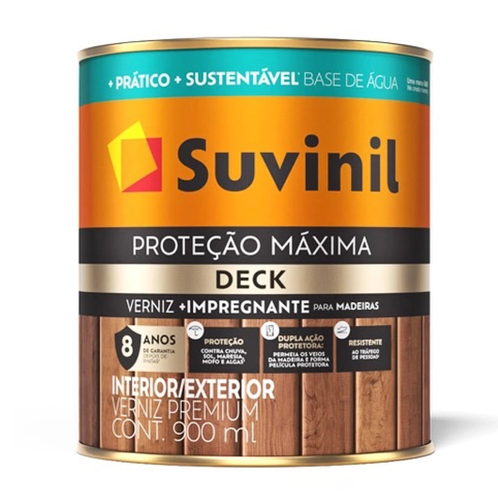 Verniz Suvinil Proteção Máxima Deck Brilhante Natural 0,9L